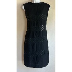 Vintage 50s 60s Jeanette Alexander California Black Shift Dress 8‎ Mod Glitter